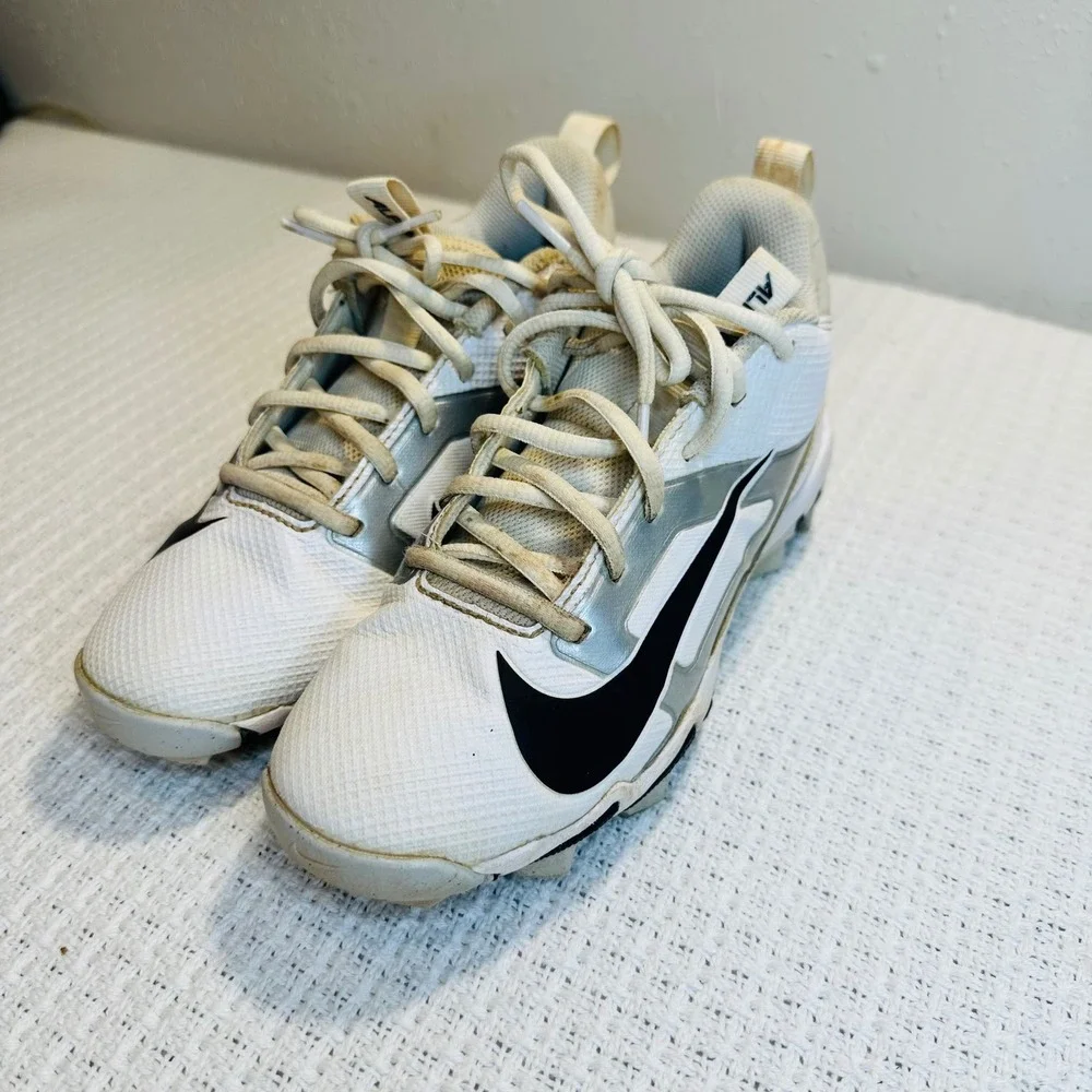 Nike Kids Alpha Huarache Fastflex Baseball‎ Cleats White Silver Sports Youth 3